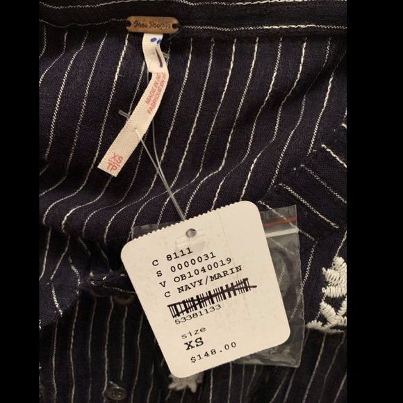 Free People All Roads Lead To You Navy Blouse - Picture 2 of 8